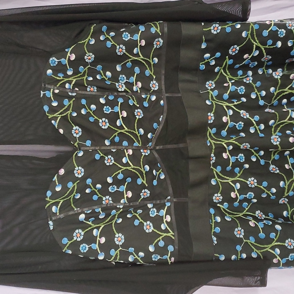 Torrid black embroidered mesh skater dress size 14